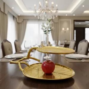 SOLID CAST ALUMINUM GOLD AND NICKEL  PLATED TRAY